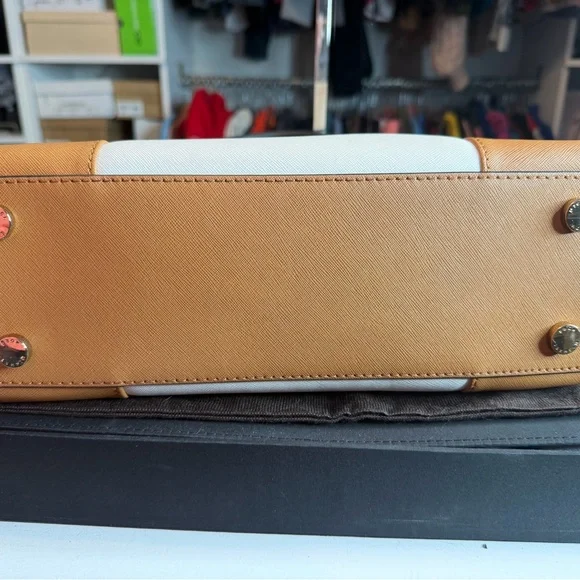 Michael Kors Tricolor Satchel in Black, White, and Tan - Picture 7 of 10